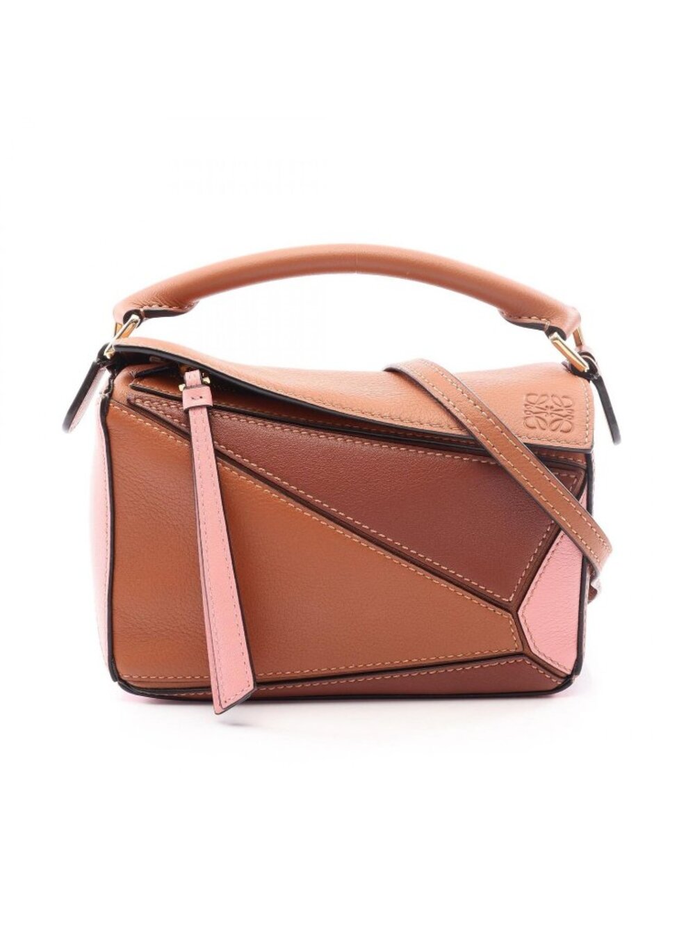 Loewe Handbag Puzzle Bag Mini 2-Way Brown Pink Leather